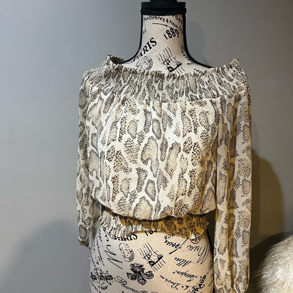 She + Sky Cream and Black Animal Print Snakeskin